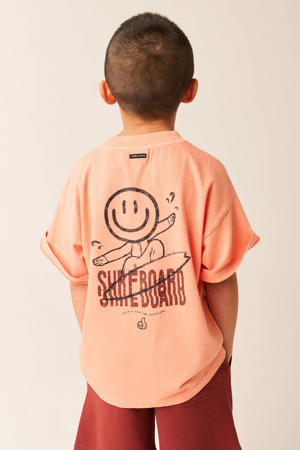 T-shirt met backprint zalm