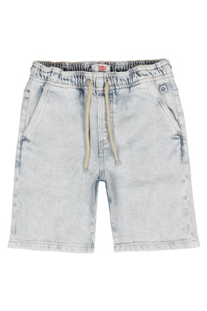 regular waist short light blue denim