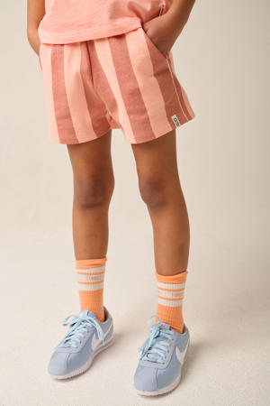 regular waist gestreepte sweatshort zalm
