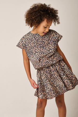 T-shirt met panterprint bruin