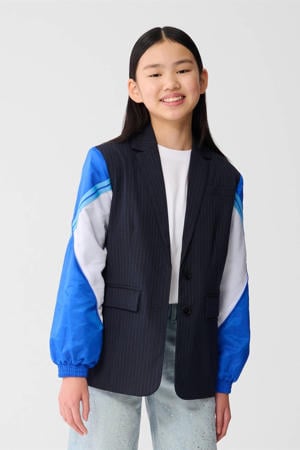 regular fit blazer met krijtstreep donkerblauw