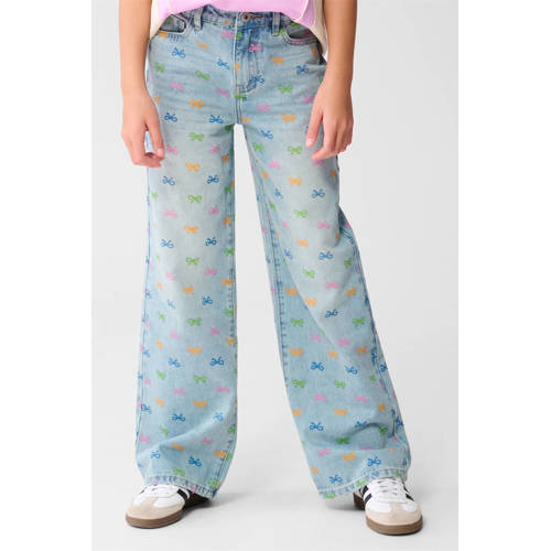 Shoeby high waist straight leg jeans light blue denim Blauw All over print