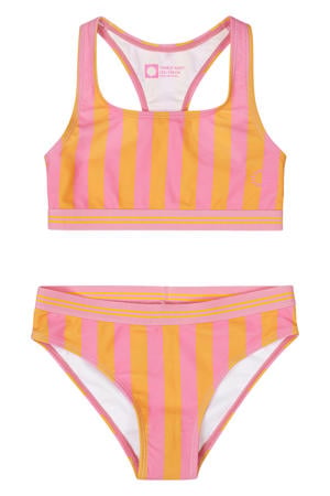 bikini met streep oranje / roze