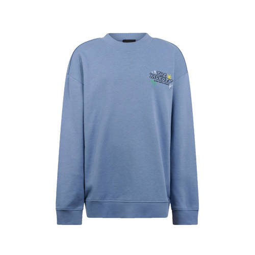 Shoeby sweater met backprint blauw Backprint - maat 122/128 afbeelding