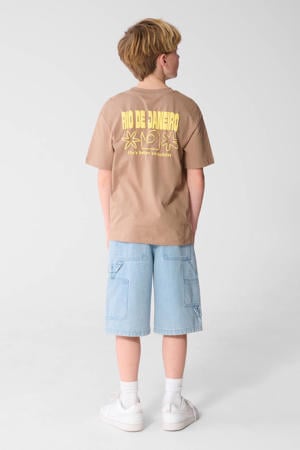 T-shirt met backprint lichtbruin