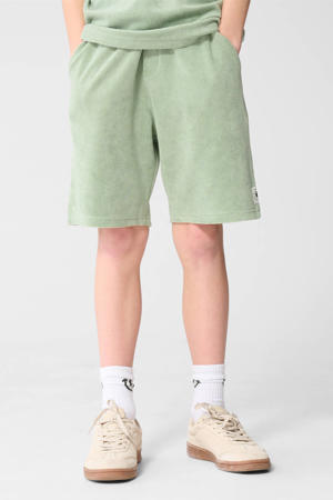 regular waist sweatshort lichtgroen met textuur