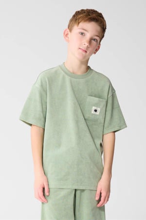 T-shirt lichtgroen met textuur