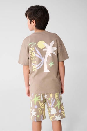 T-shirt met backprint taupe