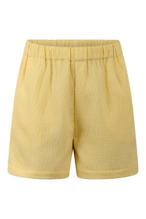 regular high waist casual short lichtgeel met textuur