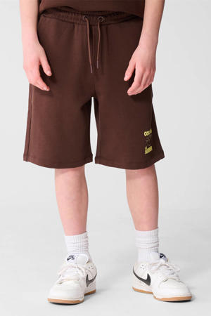regular waist sweatshort donkerbruin