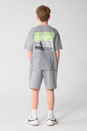 T-shirt met backprint grijs