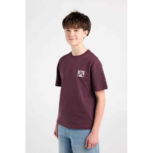 America Today T-shirt met backprint donkerrood Jongens Katoen Ronde hals - maat 146/152 afbeelding