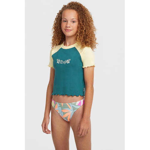 O'Neill T-shirt donkergroen rib gebreid Meisjes Stretchkatoen Ronde hals - maat 128 afbeelding
