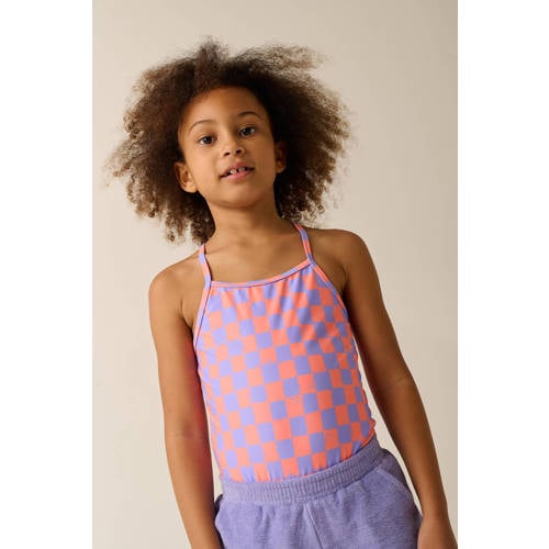 Tumble 'n Dry badpak ruit lila Paars Meisjes Polyester Ruit - maat 146 afbeelding
