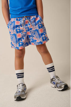 zwemshort met all over print blauw