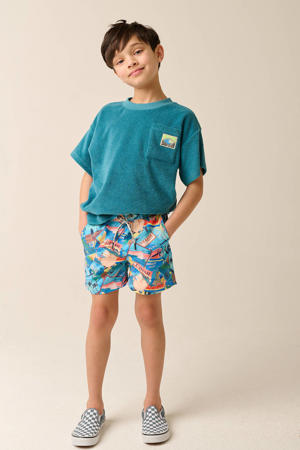 zwemshort blauw met all over print