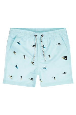 zwemshort lichtblauw met all over print