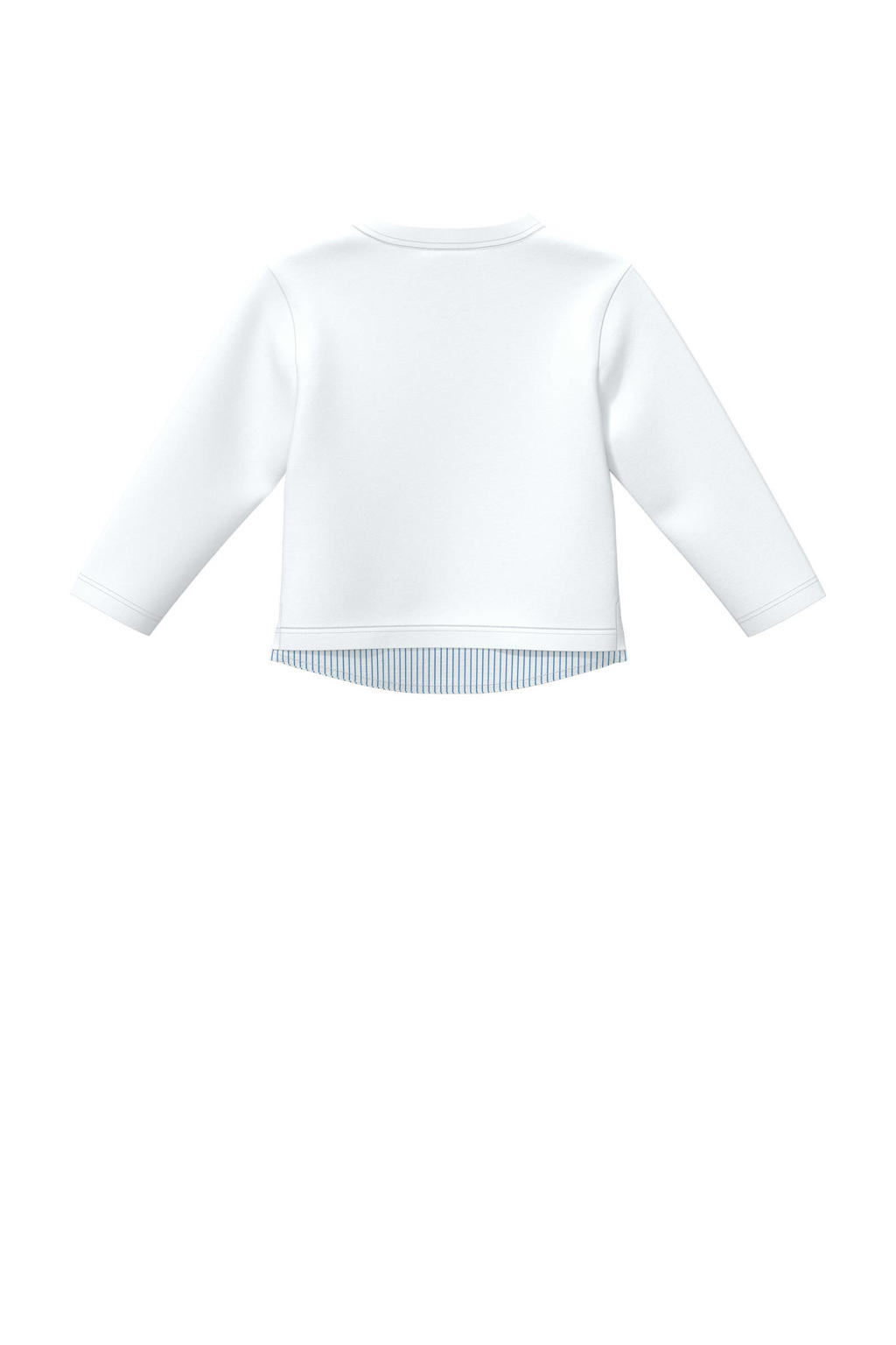 Witte jongens s.Oliver longsleeve van katoen met effen, lange mouwen, ronde hals en knoopsluiting