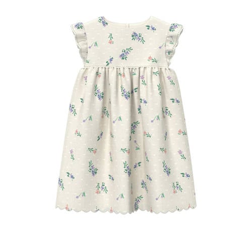 s.Oliver gebloemde A-lijn jurk ecru Meisjes Katoen Ronde hals Bloemen