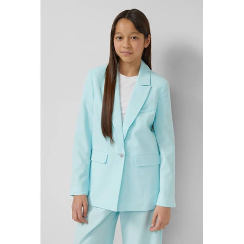 s.Oliver regular fit blazer blauw Meisjes Polyester V-hals Effen