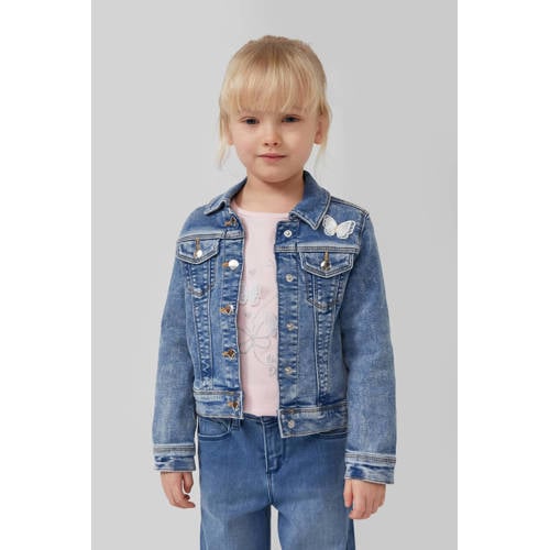 s.Oliver denim spijkerjas medium blue denim Blauw Effen