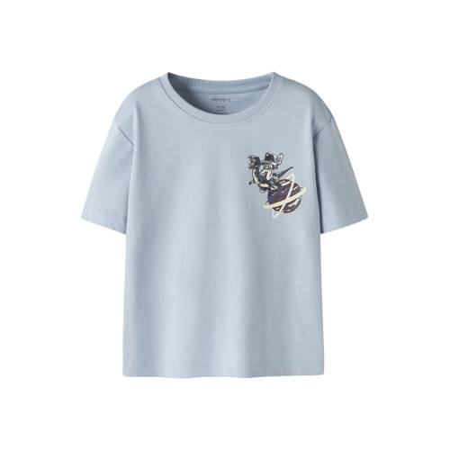 NAME IT MINI T-shirt lichtblauw Jongens Katoen Ronde hals Printopdruk - maat 80 afbeelding