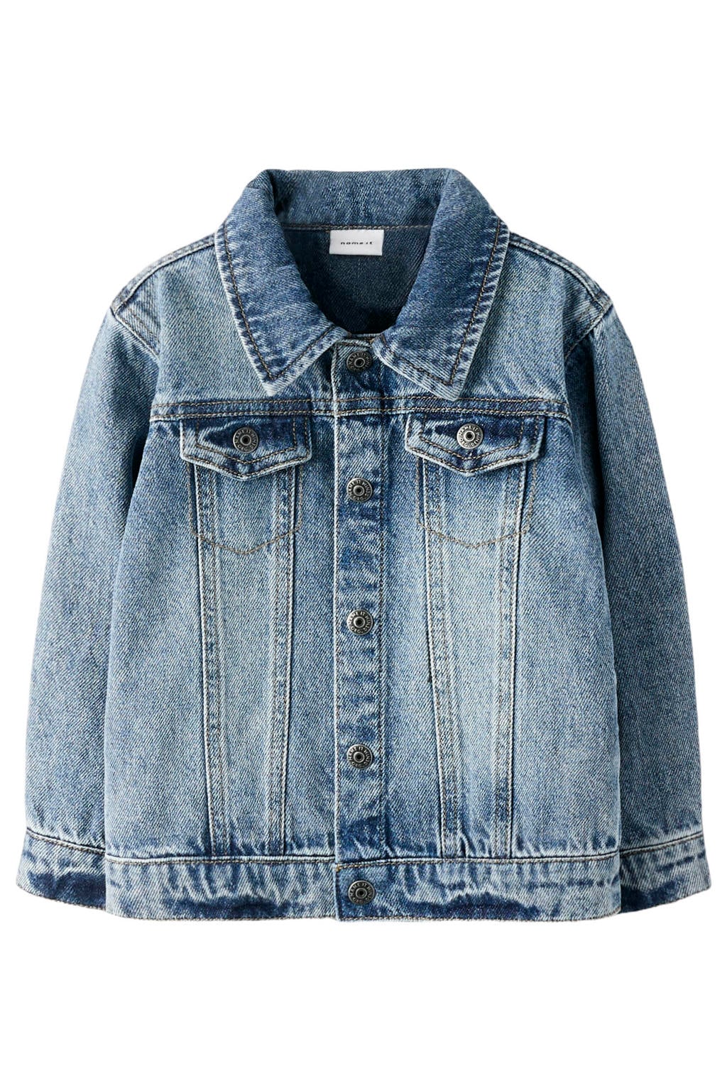 Medium blue denim jongens NAME IT MINI spijkerjas van denim met effen, lange mouwen, klassieke kraag en knoopsluiting
