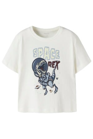 T-shirt wit/blauw