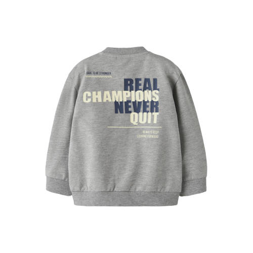 NAME IT MINI sweatvest met backprint grijs melange Backprint - maat 80 afbeelding