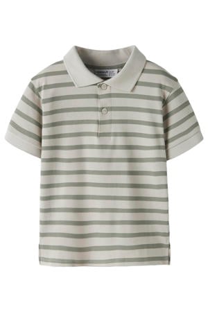 gestreepte polo beige/groen