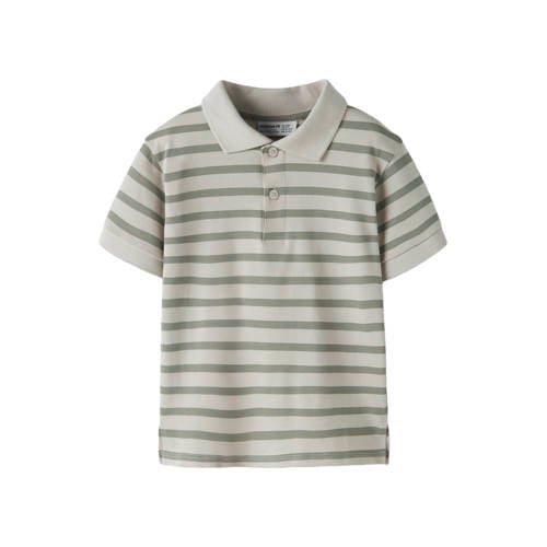 NAME IT MINI gestreepte polo beige/groen Jongens Stretchkatoen Polokraag - maat 122/128 afbeelding