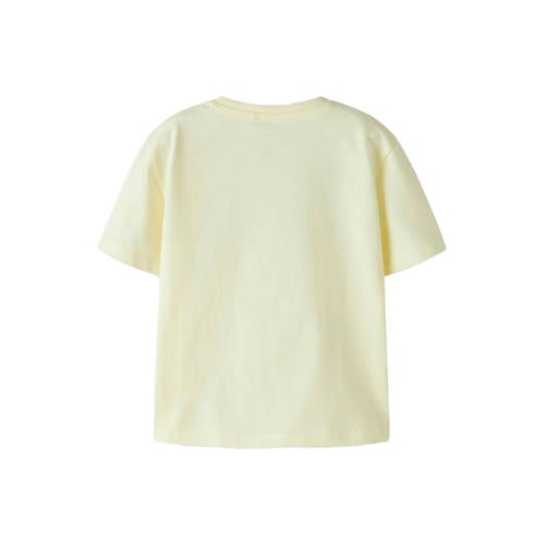 NAME IT MINI T-shirt lichtgeel Jongens Katoen Ronde hals Printopdruk - maat 122/128 afbeelding