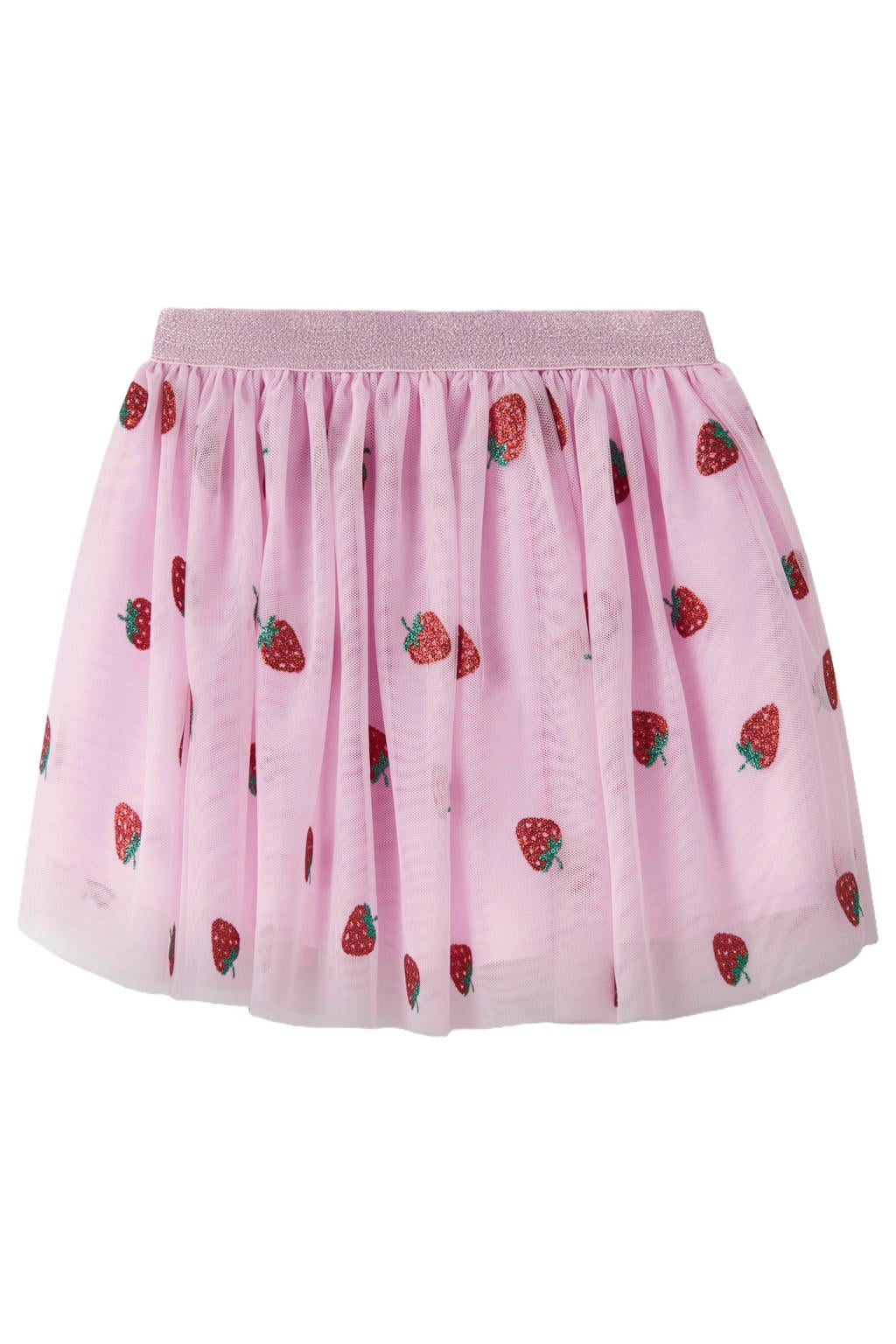 Roze en rode meisjes NAME IT MINI korte tule rok met aardbeien voorzien van