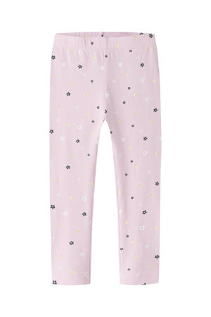 gebloemde legging roze