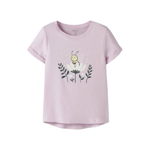 NAME IT MINI T-shirt roze Meisjes Stretchkatoen Ronde hals Printopdruk - maat 116 afbeelding