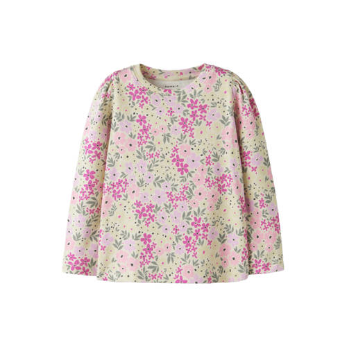 NAME IT MINI gebloemde longsleeve beige Meisjes Katoen Ronde hals Bloemen - maat 116 afbeelding