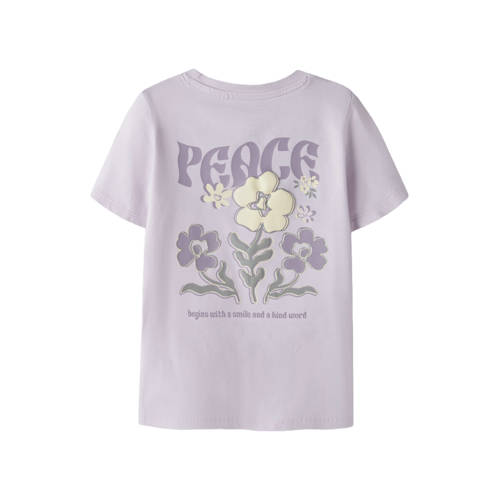 NAME IT MINI T-shirt met backprint lila Paars Meisjes Stretchkatoen Ronde hals - maat 98 afbeelding