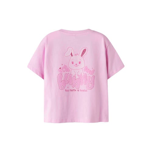 NAME IT MINI T-shirt met backprint roze Meisjes Katoen Ronde hals Backprint - maat 104 afbeelding