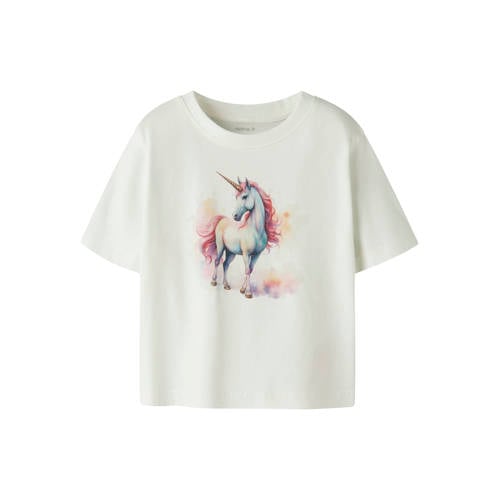 NAME IT MINI T-shirt offwhite Wit Meisjes Katoen Ronde hals Printopdruk - maat 80 afbeelding