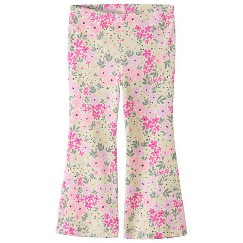 NAME IT MINI gebloemde flared broek beige Meisjes Stretchkatoen Bloemen - maat 80 afbeelding