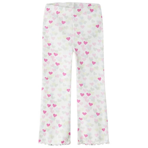 NAME IT MINI flared legging met hartjes wit/multicolor Broek Meisjes Stretchkatoen - maat 98 afbeelding