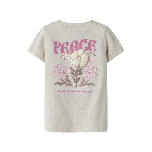 NAME IT MINI T-shirt met backprint beige Meisjes Stretchkatoen Ronde hals - maat 80 afbeelding