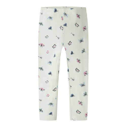 NAME IT MINI legging met vlinders zachtgroen Meisjes Stretchkatoen All over print - maat 80 afbeelding