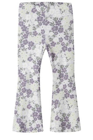 gebloemde flared broek lila