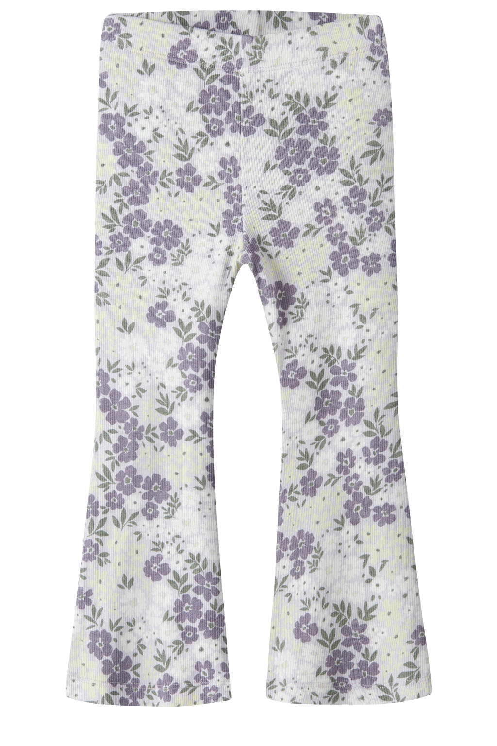 Lila en paarse meisjes NAME IT MINI gebloemde flared broek van stretchkatoen met elastische tailleband