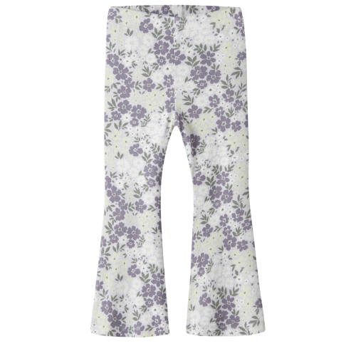NAME IT MINI gebloemde flared broek lila Paars Meisjes Stretchkatoen Bloemen - maat 98 afbeelding