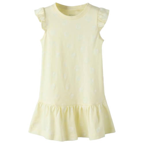 NAME IT MINI A-lijn jurk lichtgeel Meisjes Katoen Ronde hals All over print - maat 122 afbeelding
