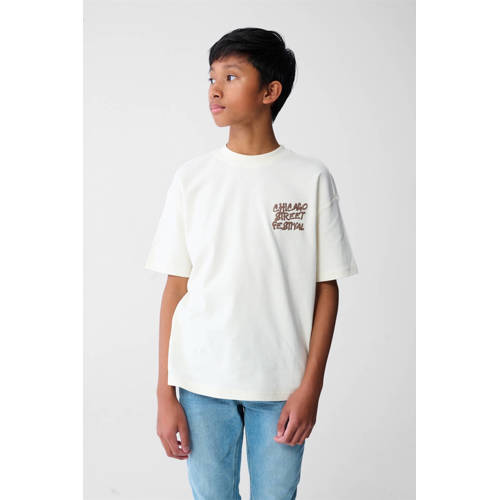 Shoeby T-shirt met backprint wit Jongens Katoen Ronde hals Backprint - maat 122/128 afbeelding