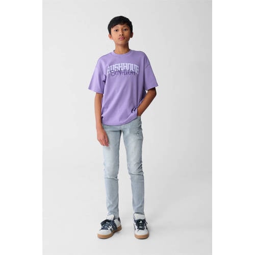 Shoeby T-shirt paars Jongens Katoen Ronde hals Tekst - maat 98/104 afbeelding