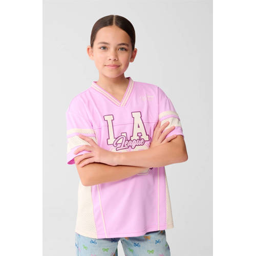 Shoeby T-shirt roze Meisjes Polyester V-hals Mixprint - maat 134/140 afbeelding